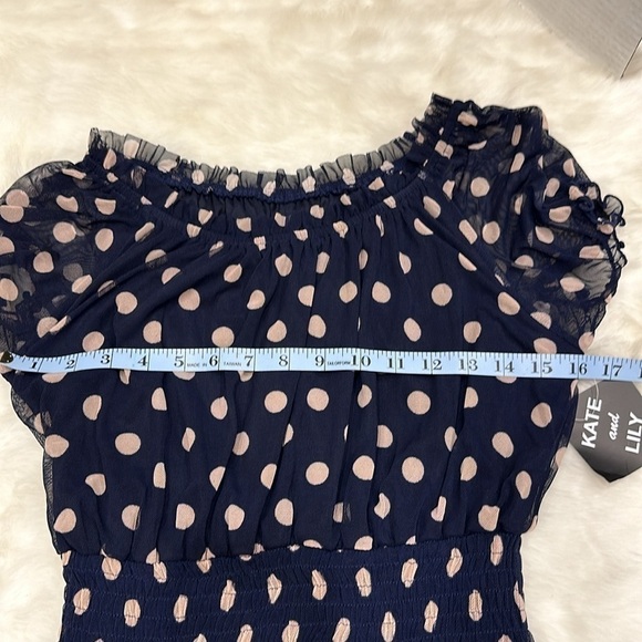 NWT Kate and Lily navy blue with pink dots dress size 4P - Picture 4 of 4